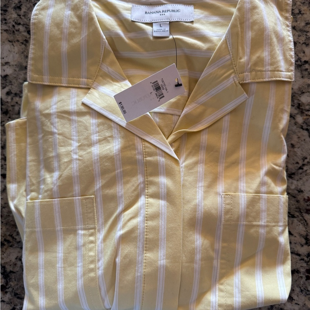 Banana Republic Yellow and White Striped Midi Dress